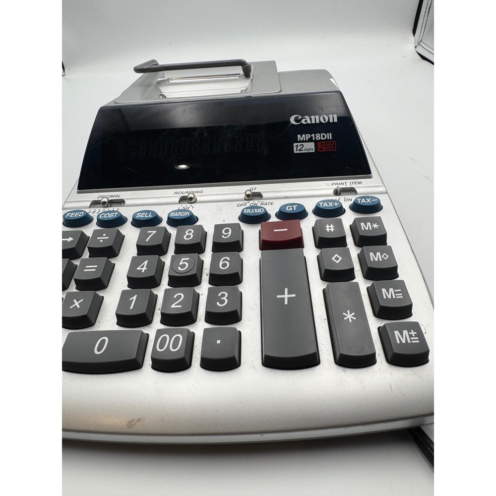 Canon MP18DII Desktop Printing Calculator 12 Digit 2 Color Print Silver Office